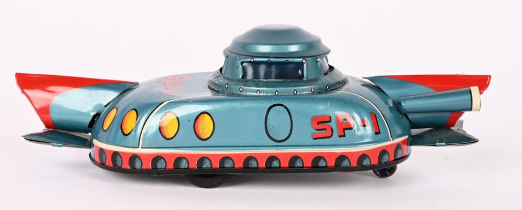 LINEMAR TIN FRICTION SP-1 SPACE CAR: All original in great shape. Has Linemar sticker on bottom Friction works. 6 1/2" Excellent