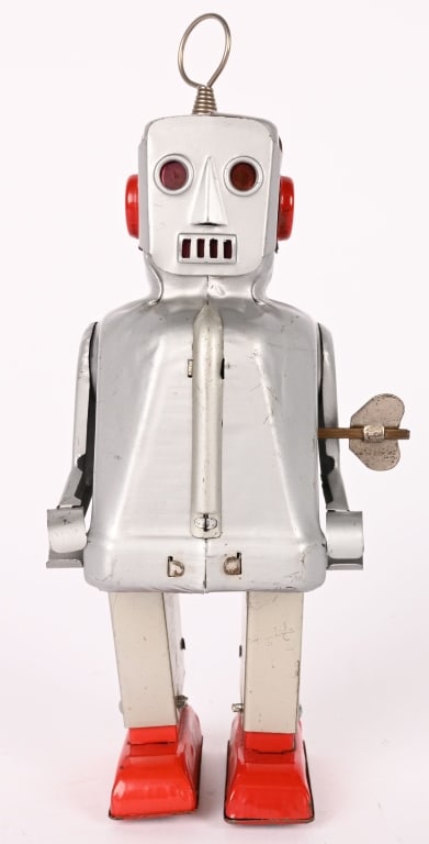 JAPAN TIN WINDUP SPARKY ROBOT: All original in great shape. Works. 7 1/2" Excellent