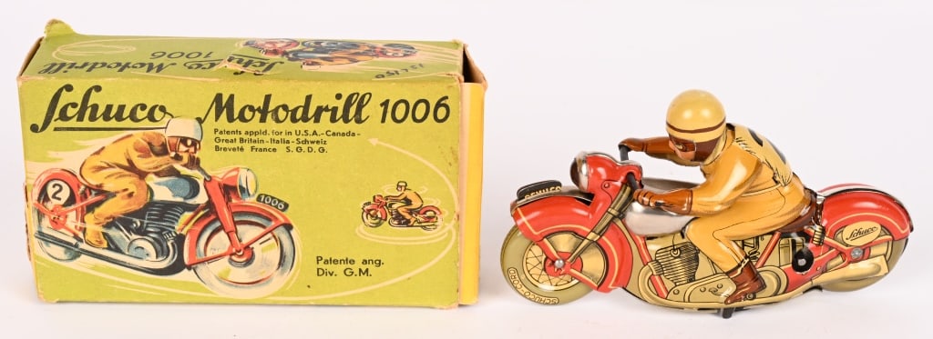 SCHUCO WINDUP 1006 RED MOTORCYCLE w/ BOX (1 of 10)