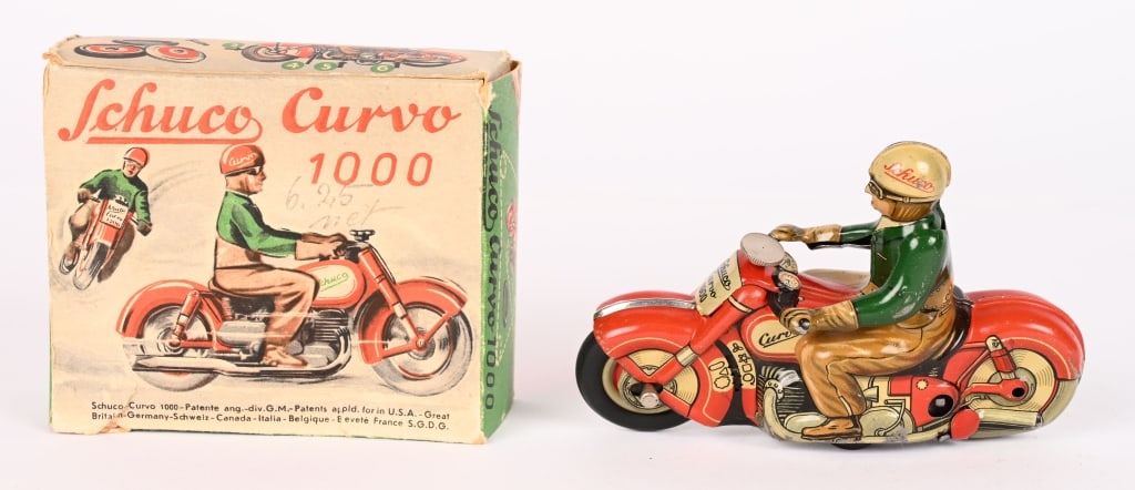 SCHUCO WINDUP CURVO 1000 MOTORCYCLE w/ BOX: All original in great condition. Works. Boxed 4 1/2" Excellent