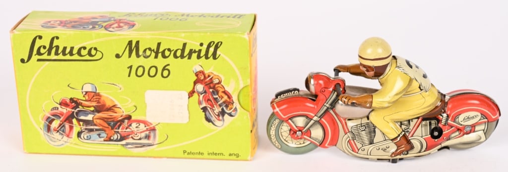 SCHUCO WINDUP 1006 RED MOTORCYCLE w/ BOX (1 of 9)
