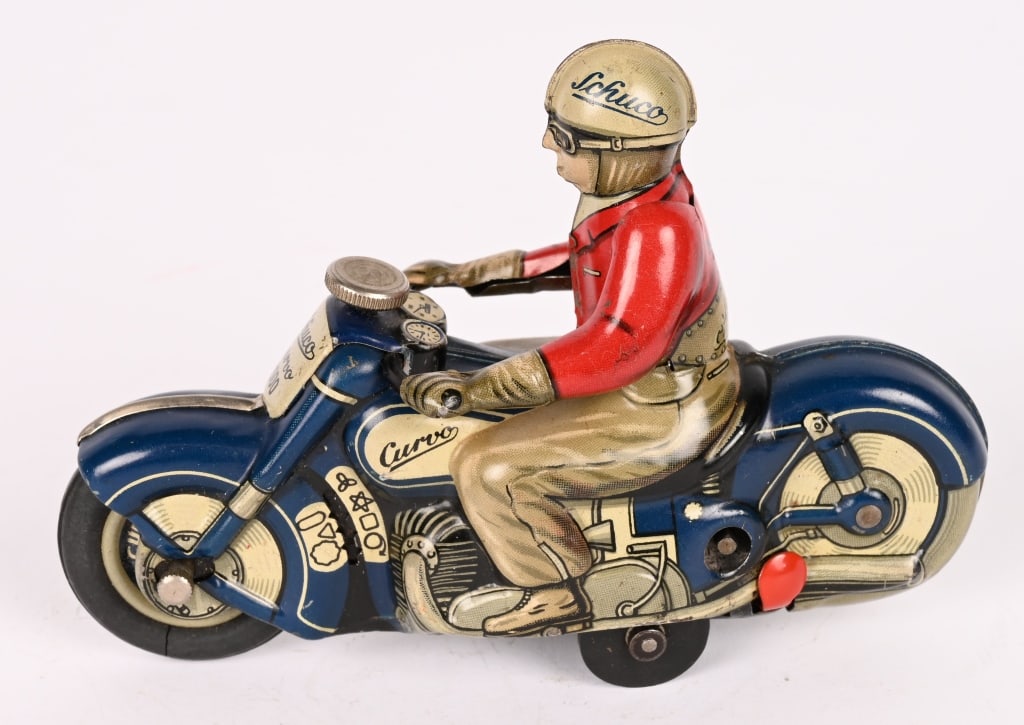 SCHUCO TIN WINDUP CURVO 1000 MOTORYCLE: All original in great shape. Windup works. 5" Excellent