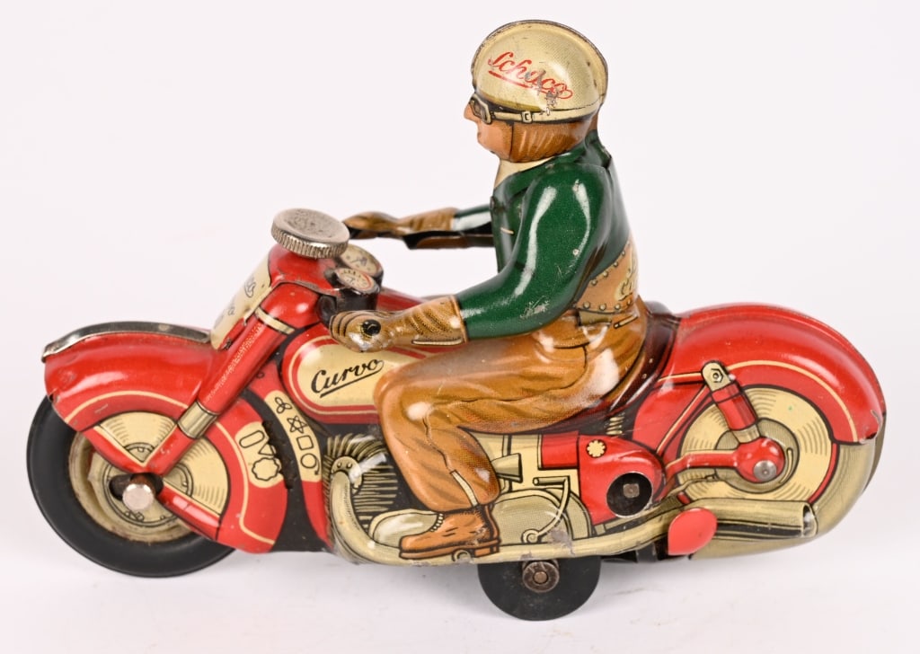 SCHUCO TIN WINDUP CURVO 1000 MOTORYCLE: All original in great shape. Windup works. 5" Excellent