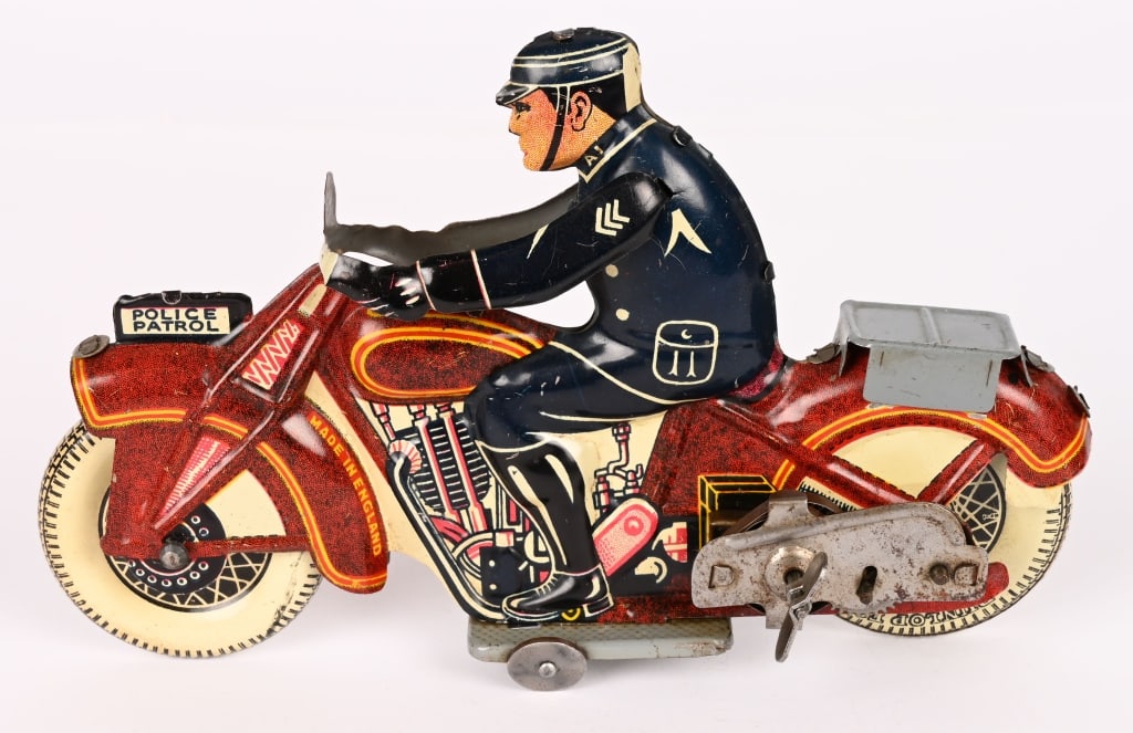 METTOY TIN WINDUP POLICE PATROL MOTORCYCLE (1 of 5)