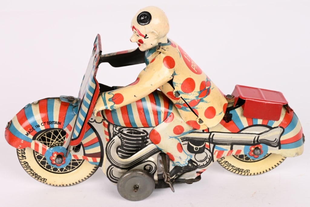 METTOY TIN WINDUP 1ST PRIZE CLOWN MOTORCYCLE (1 of 5)