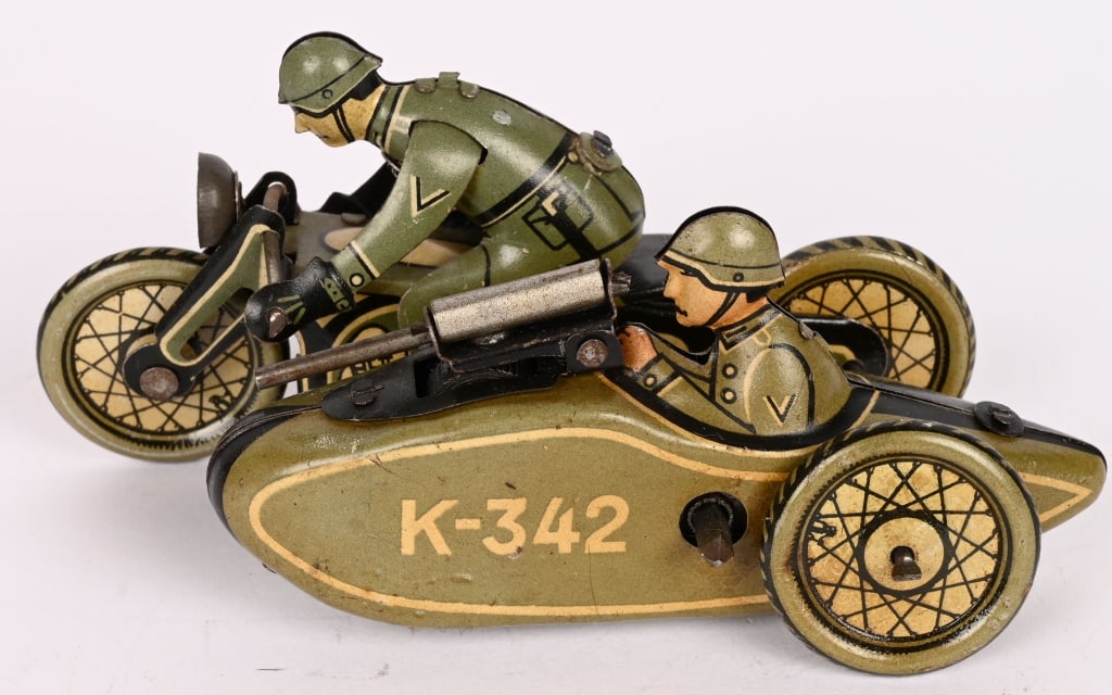 CKO Tin Windup MILITARY MOTORCYCLE w/ SIDECAR (1 of 5)