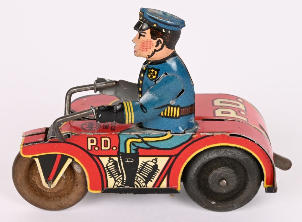 MARX TIN WINDUP PD MOTORCYCLE w/ SIDECAR (1 of 5)