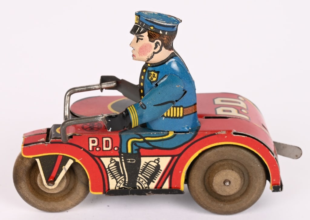 MARX TIN WINDUP PD MOTORCYCLE w/ SIDECAR (1 of 5)