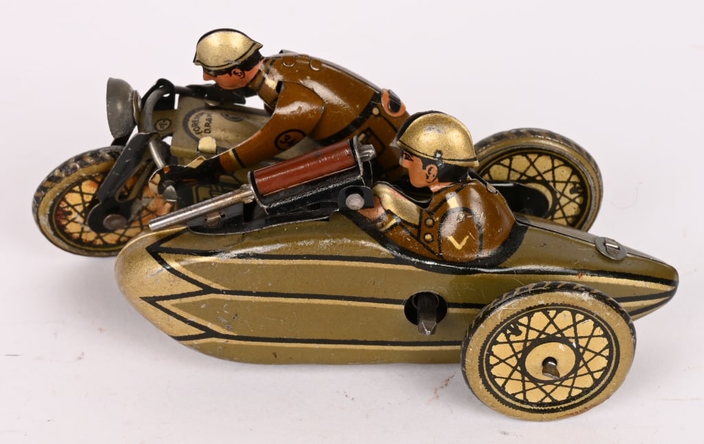 CKO Tin Windup MILITARY MOTORCYCLE w/ SIDECAR (1 of 5)