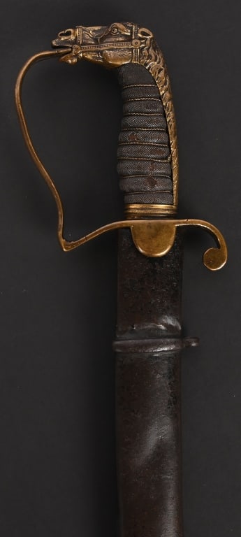 18O0s OFFICERS CAVALRY SWORD W HORSE HEAD POMMEL: Horse Head pommel swords are scarce. Predators like lions and eagles made an easy jump to military swords from hunting swords, but horses, partners in the hunt, are far less common, though particularl