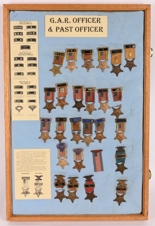 CIVIL WAR GAR OFFICER HOLDER BADGE VARIENTS: An absolutely stellar GAR Badge lot collection of some of the hardest badges to obtain. At first I thought about breaking it up, but after long thought I decided against it. The collection includes 1)