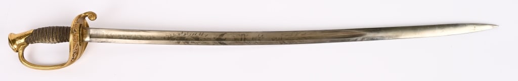 CIVIL WAR FOOT OFFICERS SWORD BY AMES MFG. CO: A beautiful Civil War Officers Sword manufactured by the Ames Manufacturing Co. of Chicopee Mass. The blade is immaculate and still tight The ornate brass guard and pommel cap have a n