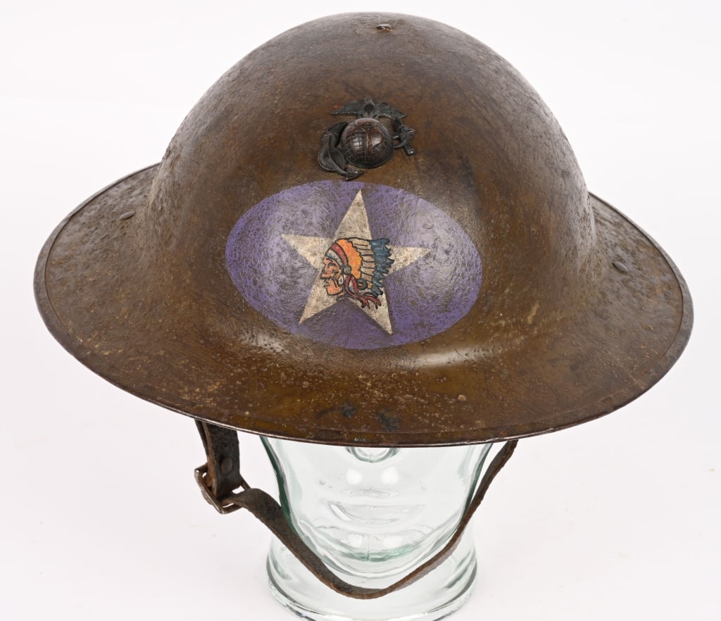 WW1 US MARINE CORPS 6TH MACHINE GUN PAINTED HELMET (1 of 6)