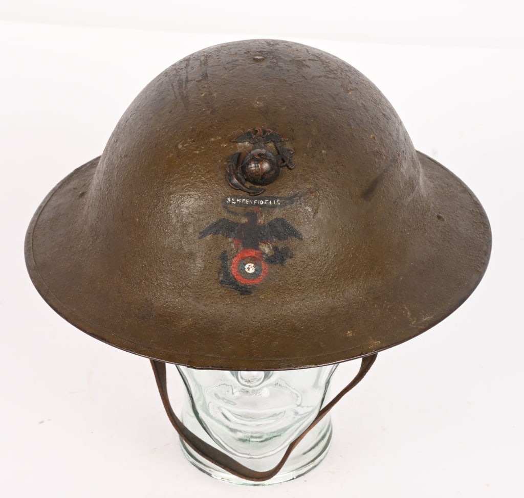 WWI US MARINE CORPS 1ST AVIATION SQUADRON HELMET (1 of 7)