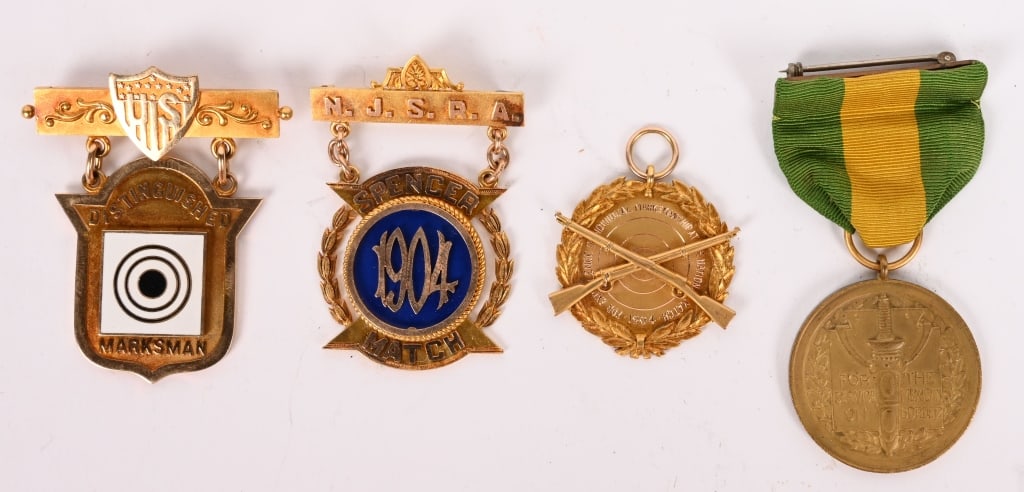 SOLID GOLD DISTINGUISHED MARKSMANSHIP MEDAL LOT - 2