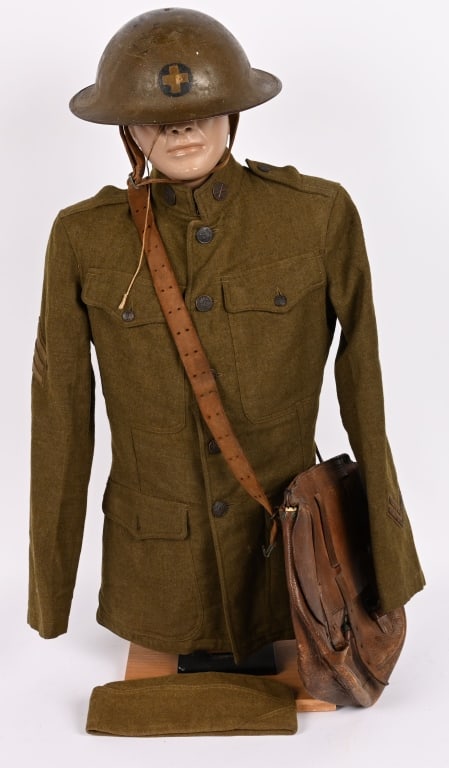 WWI 33RD DIVISION UNIFORM GROUP W PAINTED HELMET (1 of 8)