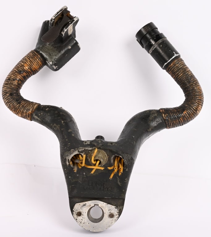 WWII NAZI GERMAN LUFTWAFFE JU-88 FLIGHT YOKE WW2: This Control Yoke was mounted directly in-front of the pilot, and gave him complete control of the aircraft. Buttons attached were for Bomb Release (Left Button); Autopilot Control (Right Button/Switc