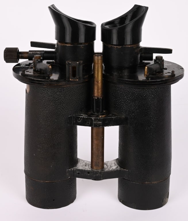 WWII GERMAN KRIEGSMARINE DECK MOUNTED BINOCULARS: DECK MOUNTED B6, binoculars mounted on the platform (deck) of a German warship, produced in only 100 units, for the Kriegsmarine. Made by "BLC" encrypted code name of Carl Zeiss Jeria, with production