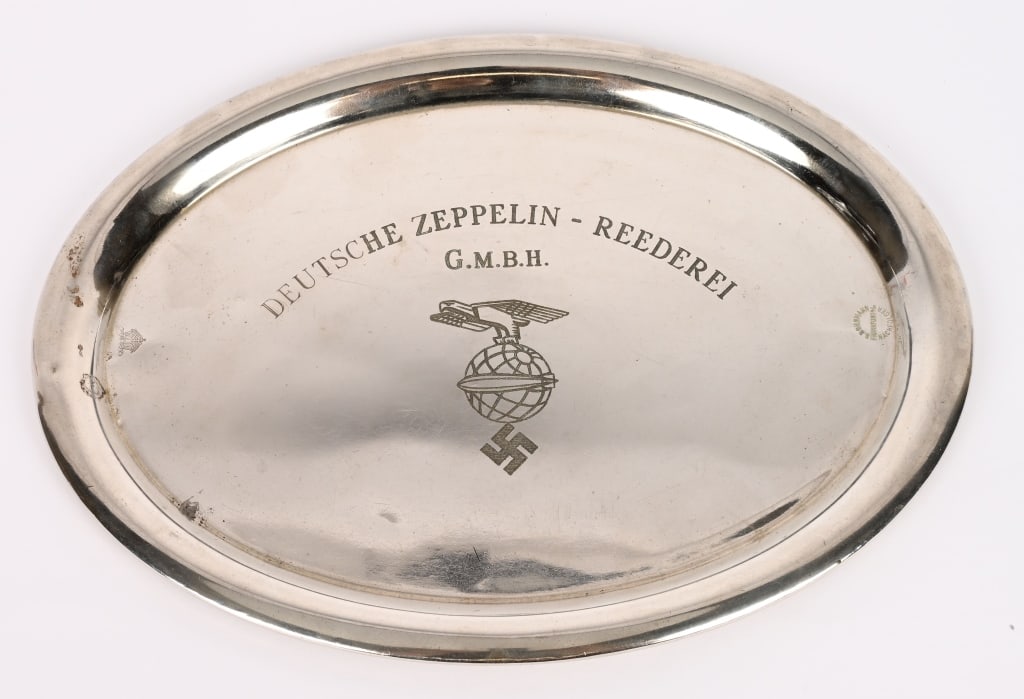 WWII NAZI DEUTSCHE ZEPPELIN REEDEREI SILVER PLATE (1 of 5)