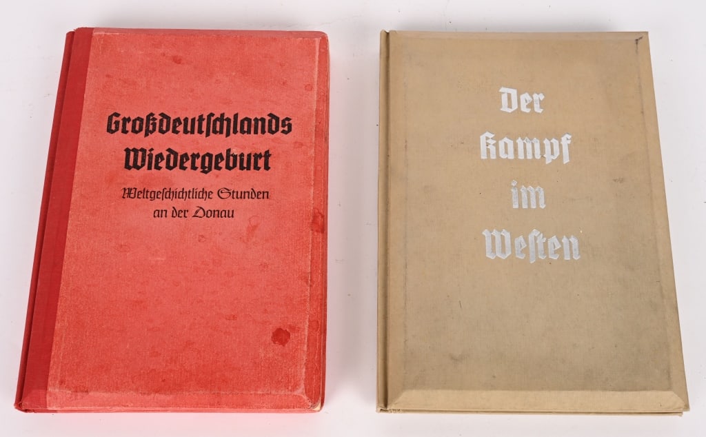 WWII NAZI GERMAN PHOTO 3D BOOK LOT W VIEWERS WW2: Lot of WWII Nazi German 3D Viewer Books to include 1) Grossdeutschlands Wiedergeburt: Weltgeschichtliche Stunden an der Donau. Hoffmann, Henrich. Bartz, Dr. Karl. 88p. text + 8 black pages with m