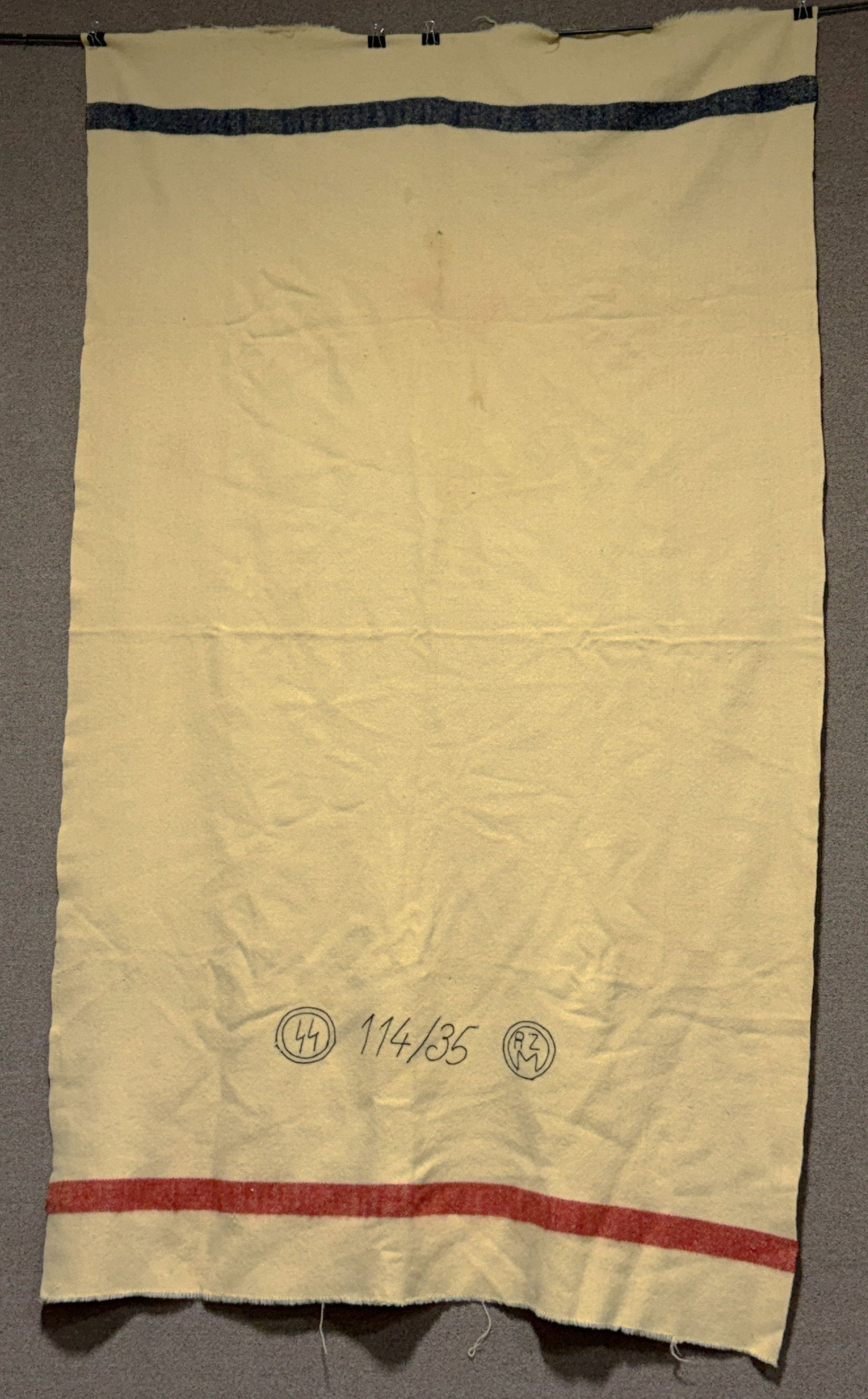 PRE WWII SS-VT CHAIN STITCHED MARKED ISSUE BLANKET: The SS (Schutzstaffel - 'Protection Squadron') was originally formed in 1925, ostensibly to act as a small, loyal bodyguard unit to protect the Führer, Adolf H. Under the direction of the Reichsf