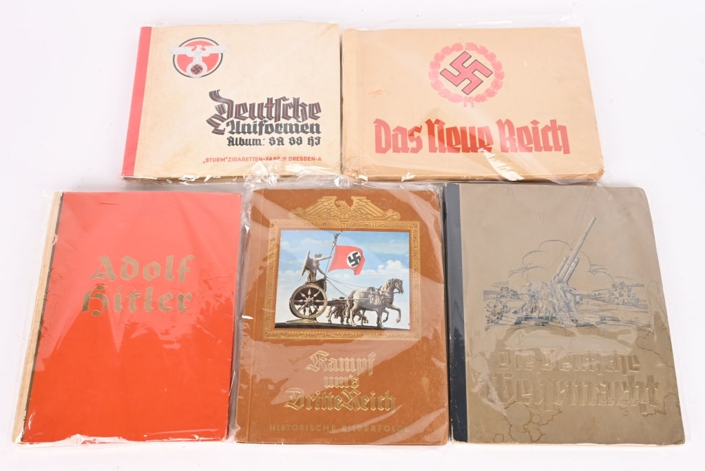 WWII NAZI GERMAN CIGARETTE PHOTO ALBUMS LOT WW2: WWII Nazi German Cigarette Cards Album lot to include 1) DAS NEUE REICH. Das Neue Reich Greiling 1933 Complete with all 156 bilder and in excellent condition. 2) ADOLF HITLER CIGARETTE CARD ALBUM. Lar