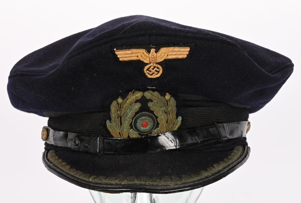 WWII NAZI GERMAN KRIEGSMARINE LIEUTENANT'S CAP WW2: Oral History is that cap was brought back by Staff Sergeant Orton C. Misel Jr. of Company D. 329th Infantry, 83rd Division. ASN 35590591 and was captured at the Citadel at St. Servan. During fighting 