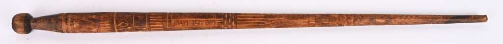 WWII NAZI GERMAN ARMY WALKING STICK WOLCHOW WW2: A very unique item that is completely hand carved... an early war German Souvenir from a Wehrmacht soldier that must have carved this in his down time, Identified in the carving as being at WOLCHOW LE