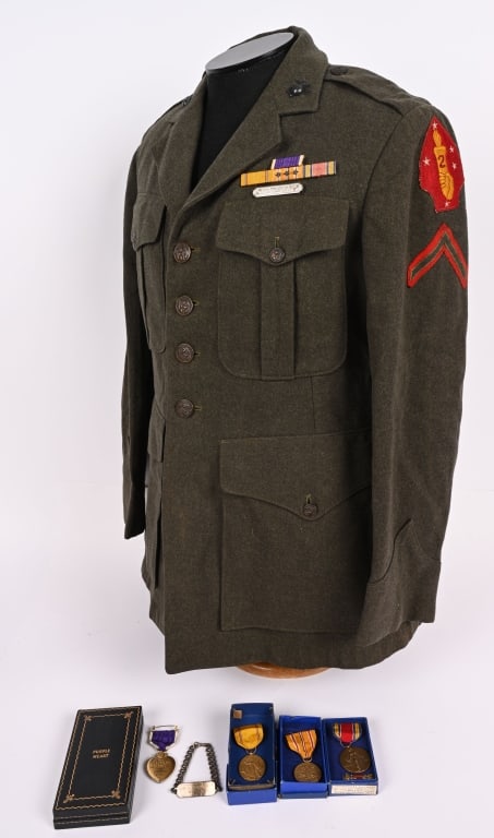 WWII NAMED PURPLE HEART GROUPING 2ND MARINE DIV. (1 of 12)