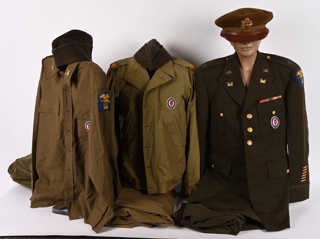 WWII D-Day 1ST ENGINEER SPECIAL BRIGADE UNIFORM: This is the extensive uniform and M41 jacket grouping of Major Charles Waldrop Sullivan, Headquarters Company, 1st Engineer Special Brigade. Sullivan landed with the 1st ESB on D-Day and received the 