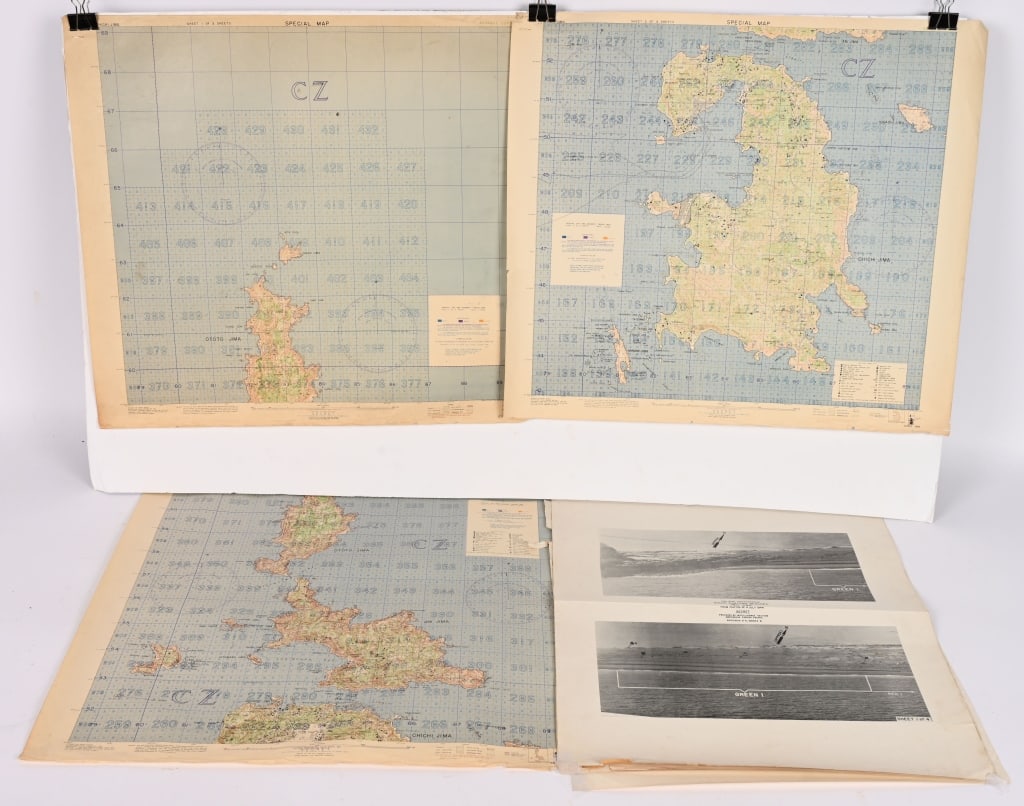 WWII US ARMY SECRET MAP OF IWO JIMA FOR LANDINGS (1 of 10)