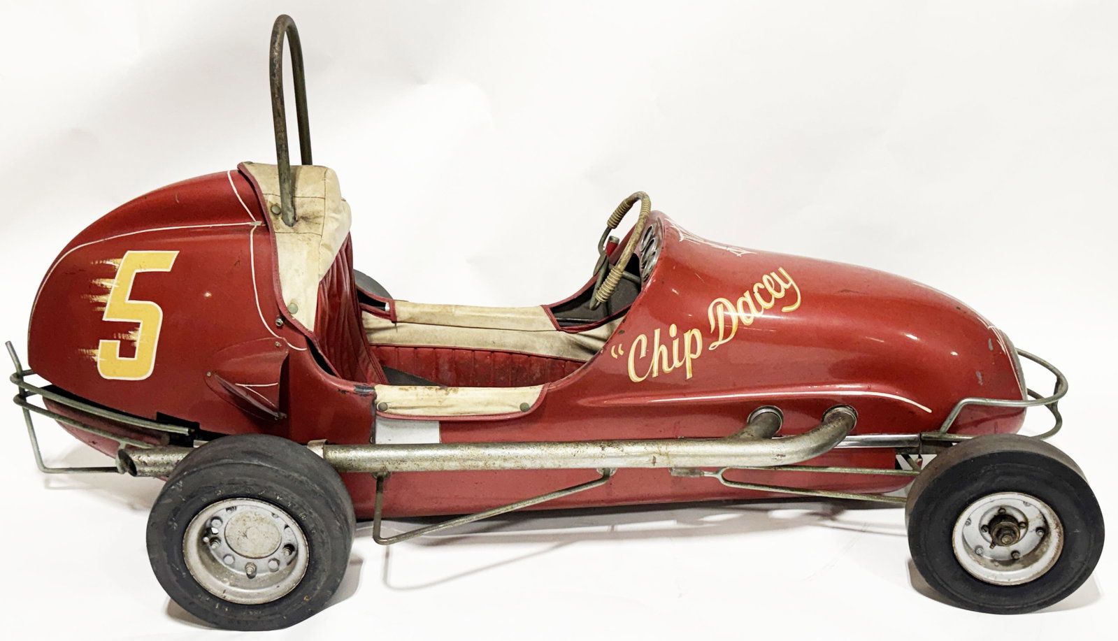 1958 RACE CRAFT 1/4 MIDGET RACE CAR: 1958 Race Craft 1/4 Midget Race Car. All original as raced condition. Powered by 3HP Briggs and Stratton Gasoline Engine. Raced in Staten Island New York area. Very cool looking Race Car. 76" Excellen