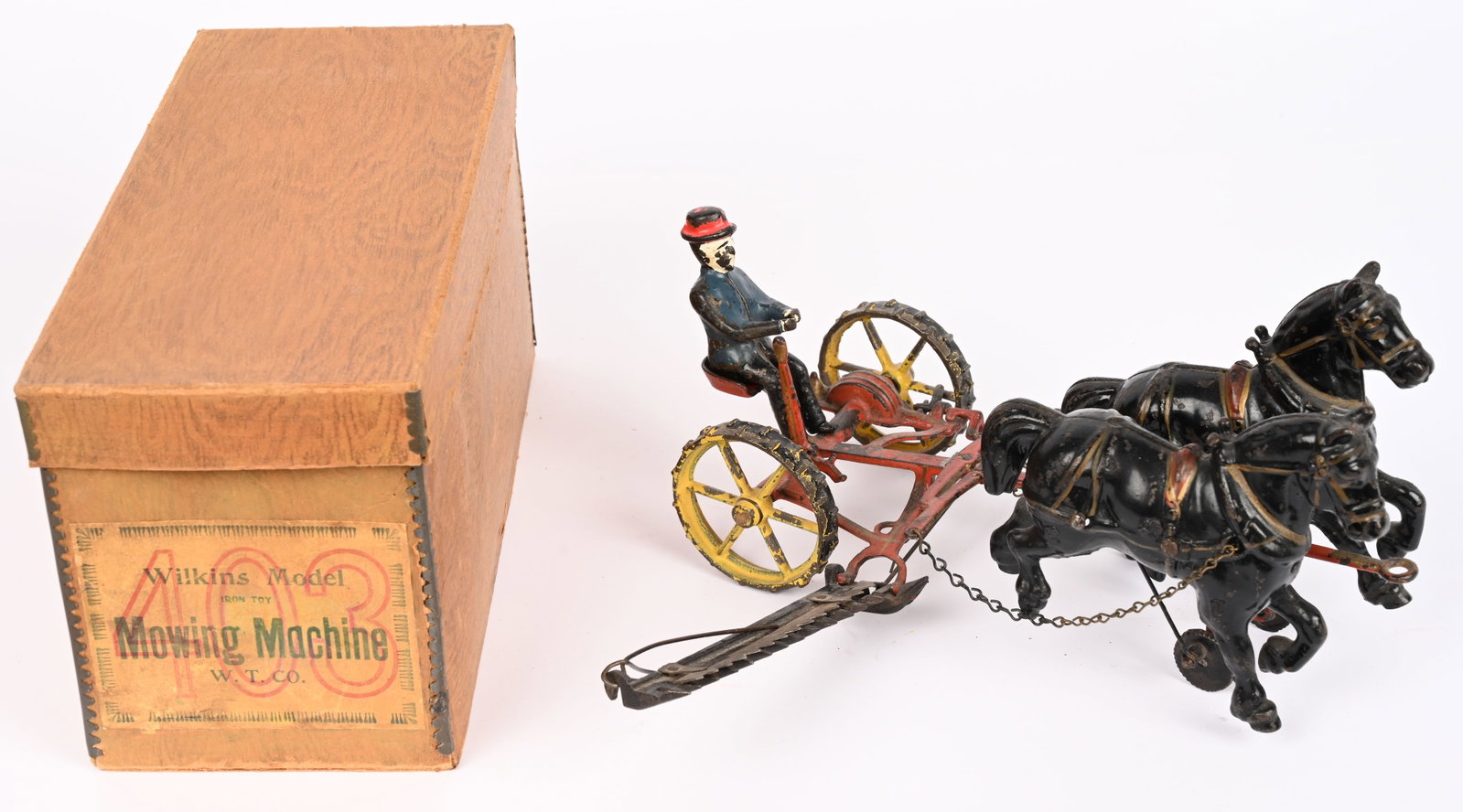 WILKINS CAST IRON HORSE DRAWN MOWER w/ BOX (1 of 9)