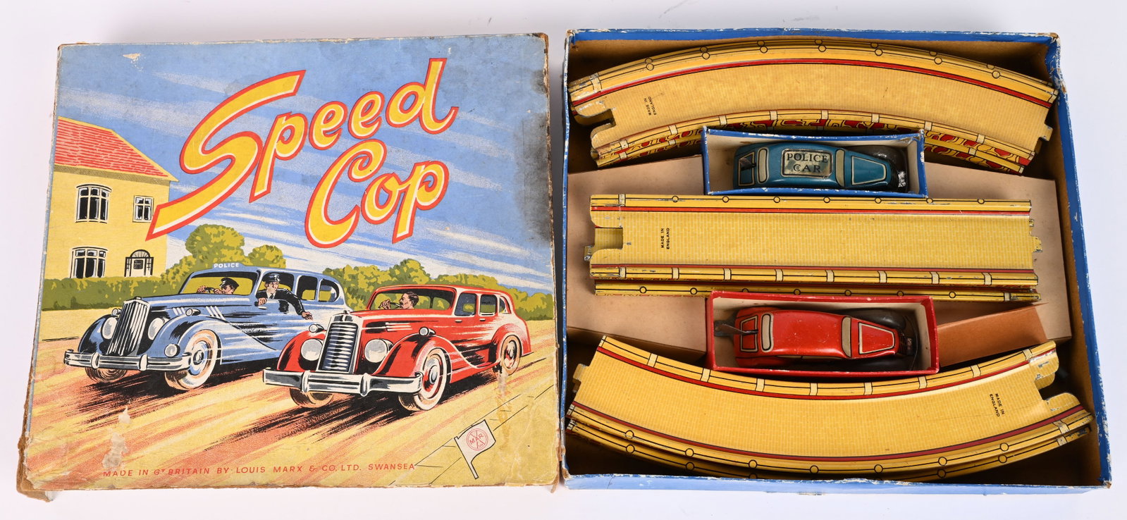 MARX TIN WINDUP SPEED COP SET w/ BOX (1 of 11)