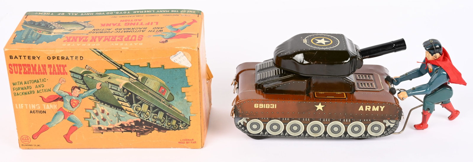 LINEMAR BATTERY OP SUPERMAN TANK w/ BOX (1 of 15)
