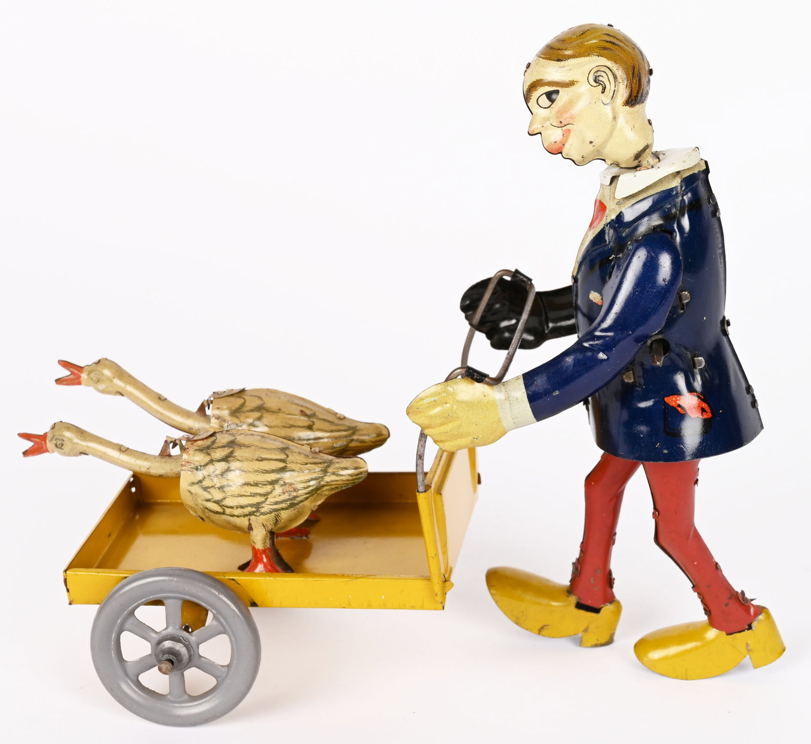 DISTLER TIN WINDUP MAN WITH GOOSE CART (1 of 7)