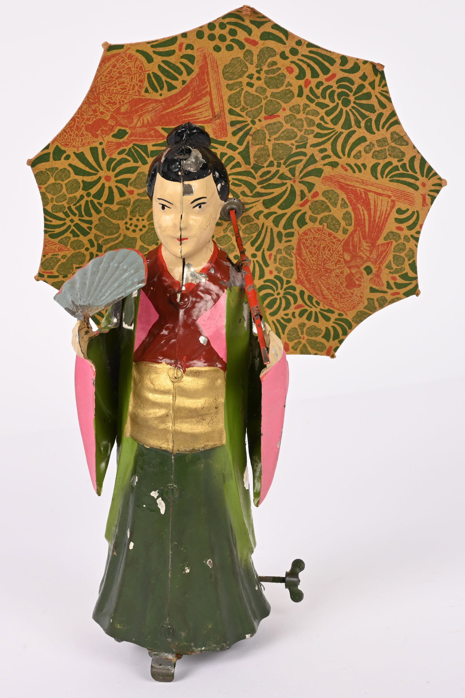 GUNTHERMANN HAND PAINTED TIN WINDUP GEISHA GIRL (1 of 7)