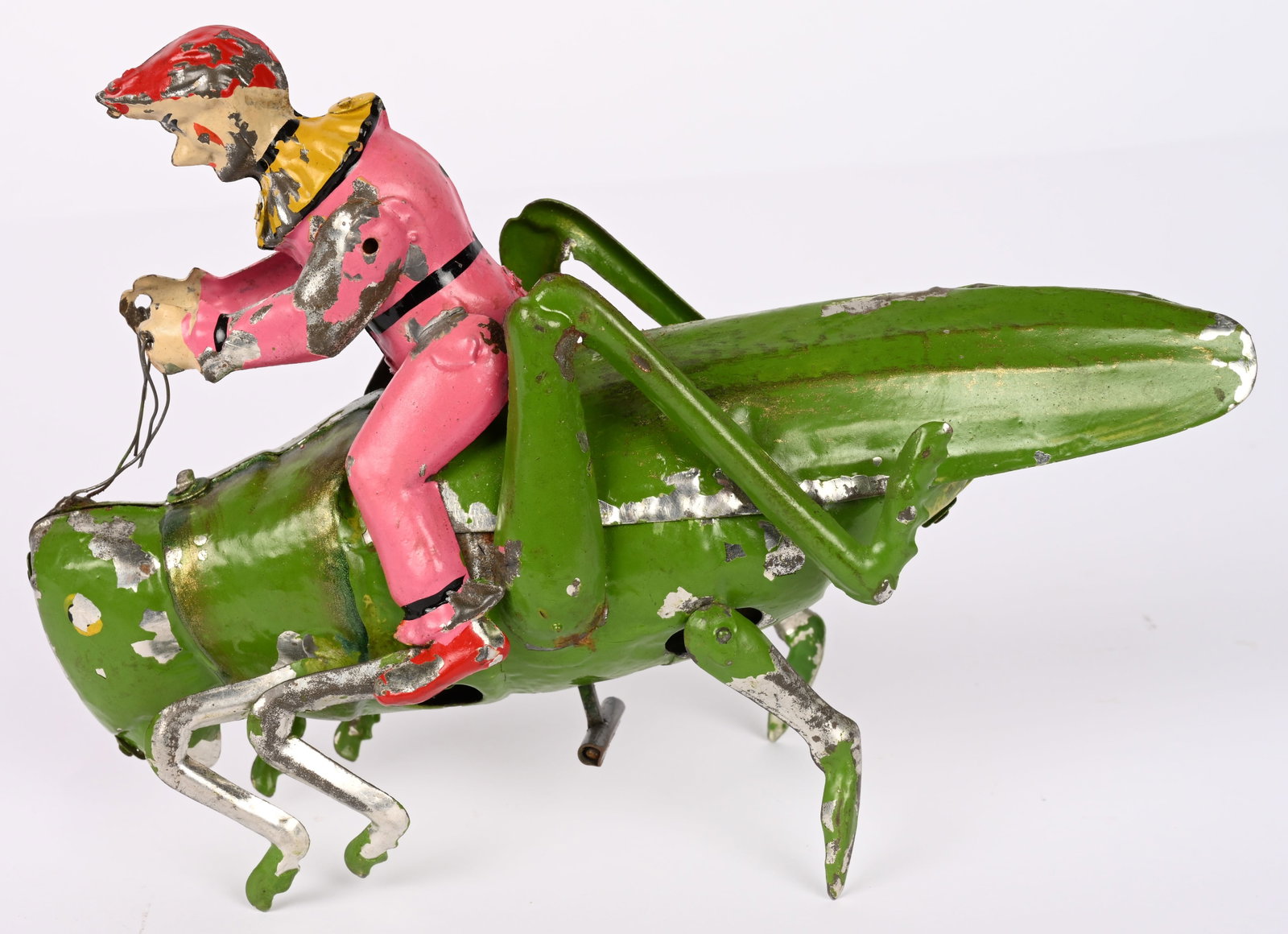 HANS EBERL HAND PAINTED TIN CLOWN ON GRASS HOPPER (1 of 6)