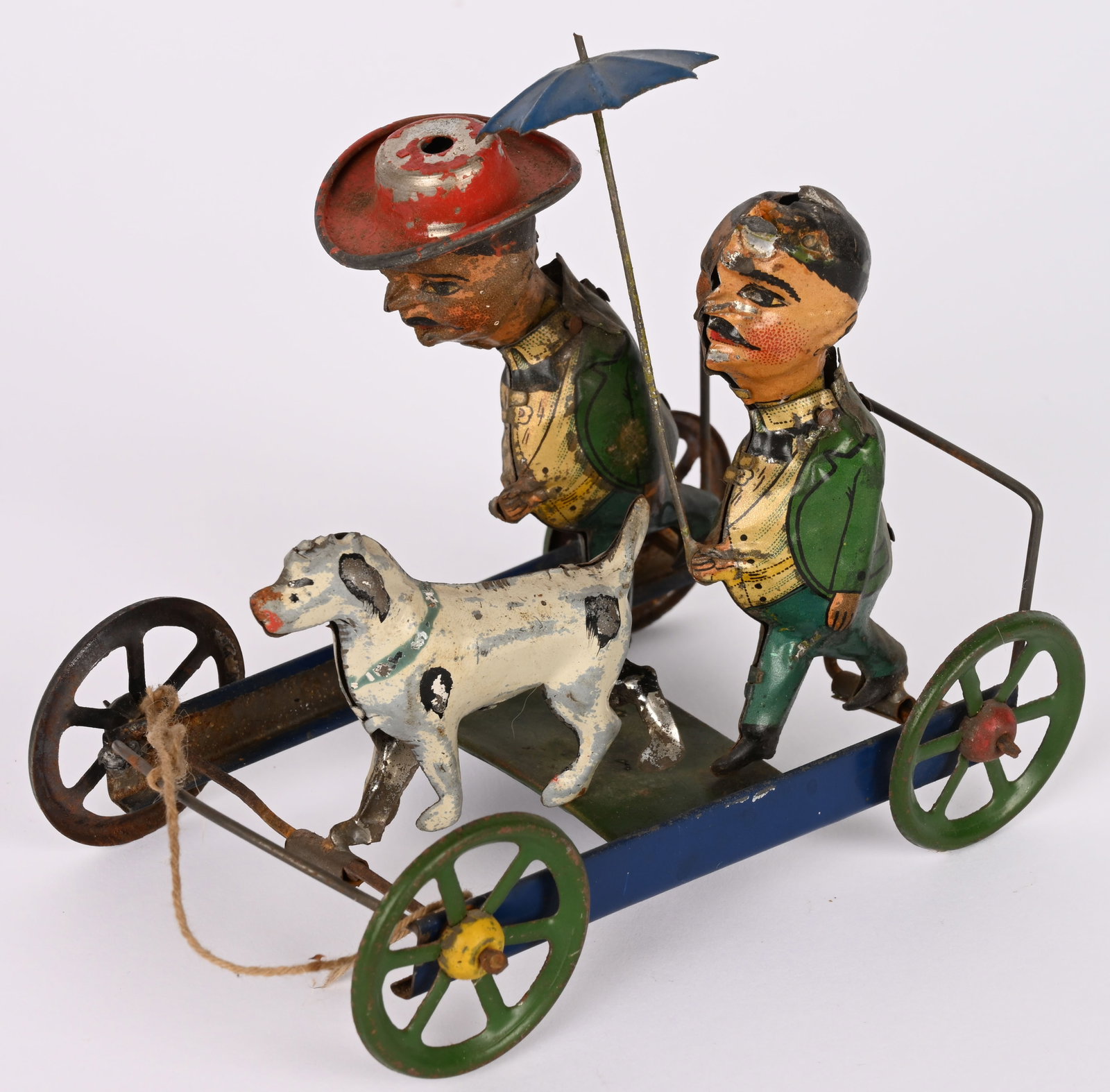 GERMAN TIN GENTLEMEN & DOG PLATFORM TOY (1 of 4)