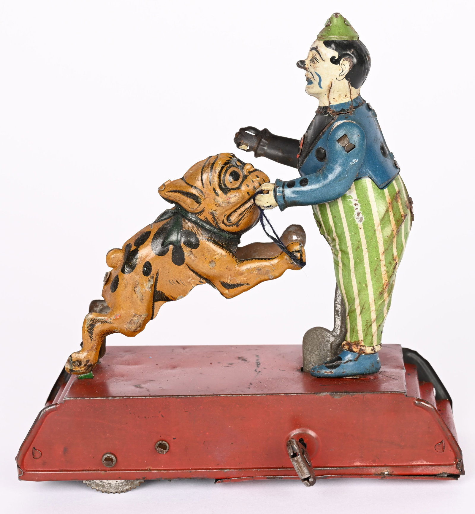 GERMAN TIN WINDUP CLOWN WITH DOG (1 of 9)