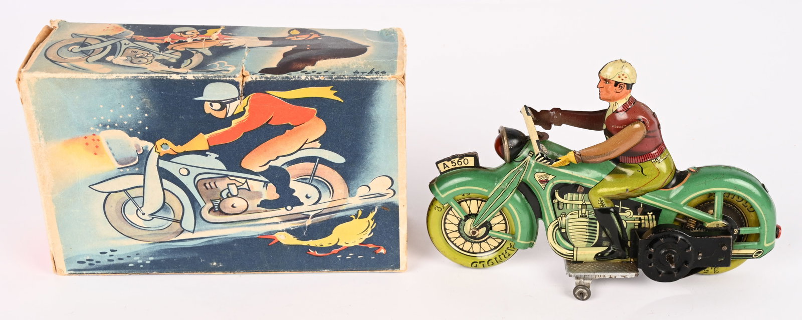 ARNOLD TIN WINDUP CIVILIAN MOTORCYCLE w/ BOX (1 of 10)