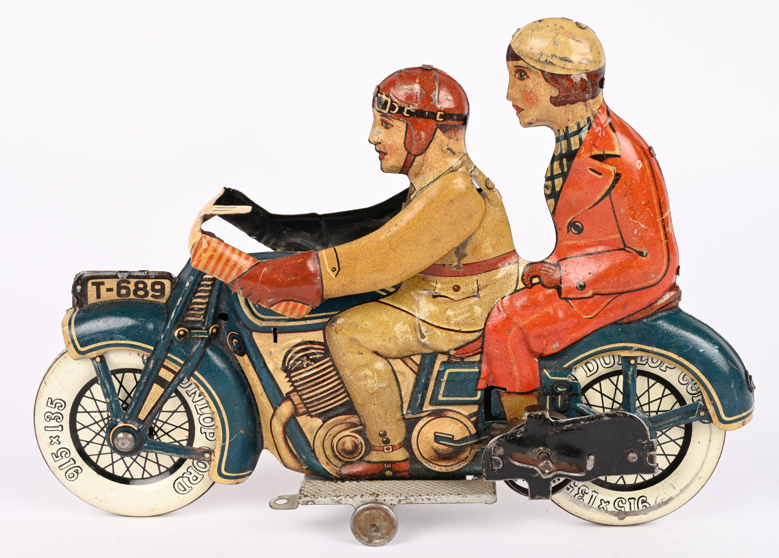 TIPP TIN WINDUP MOTORCYCLE w DRIVER & PASSENGER (1 of 6)
