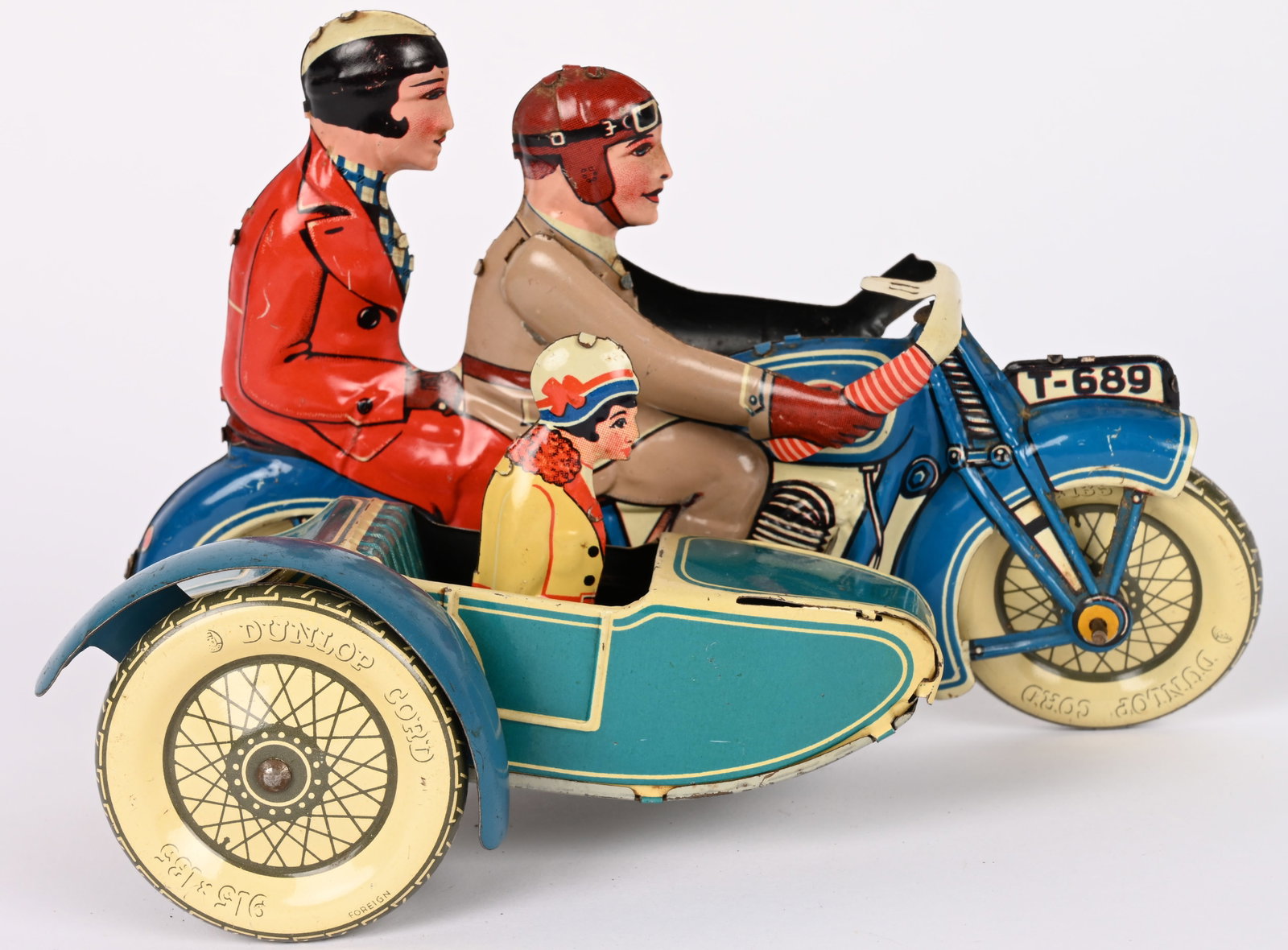 TIPP TIN WINDUP MOTORCYCLE w/ SIDECAR (1 of 6)