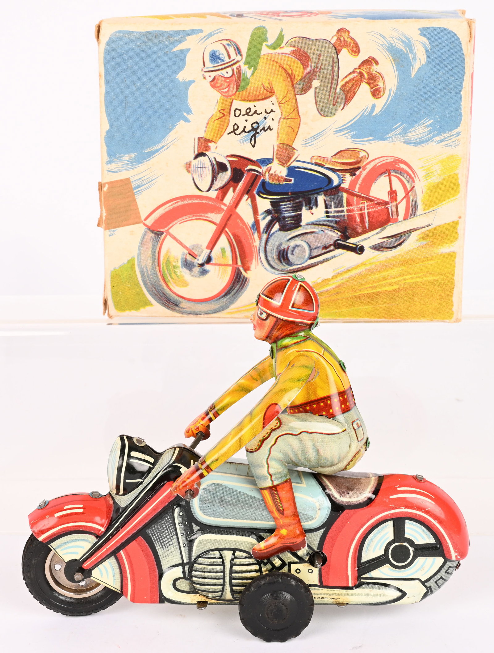 GOSO TIN WINDUP CIVILIAN MOTORCYCLE w/ BOX (1 of 12)