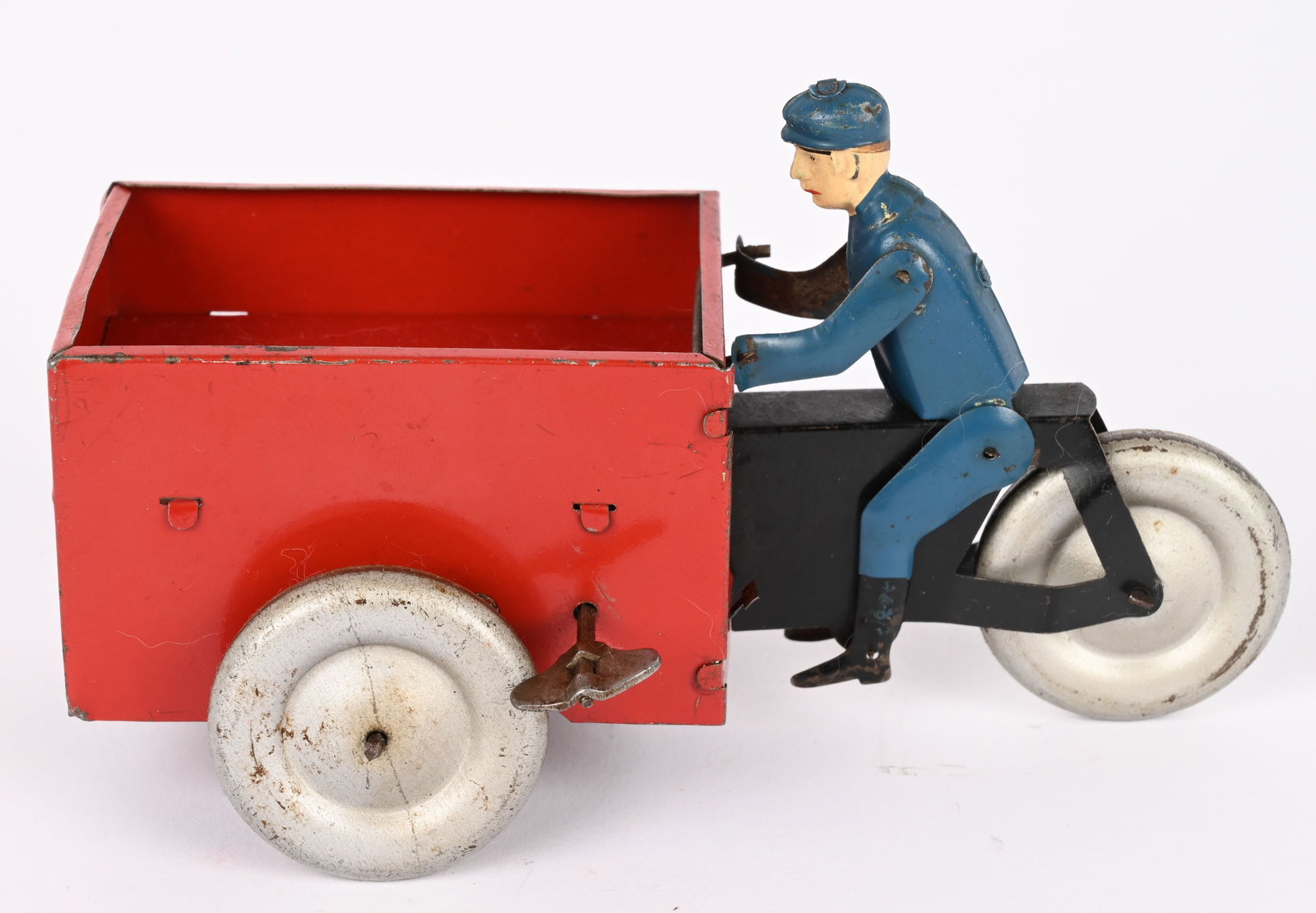 VEBE TIN WINDUP MOTORCYCLE w/ DELIVERY CART (1 of 9)