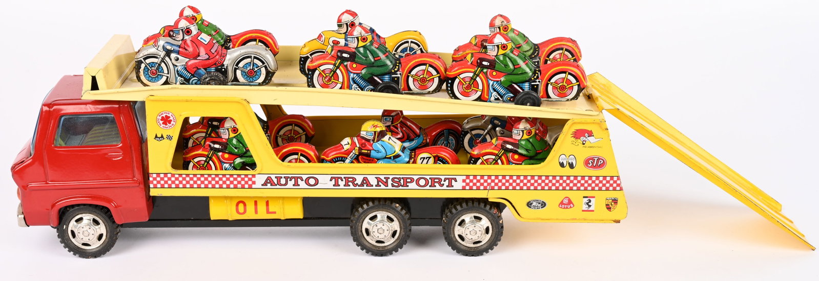 JAPAN TIN FRICTION MOTORCYCLE TRANSPORT TRUCK (1 of 8)