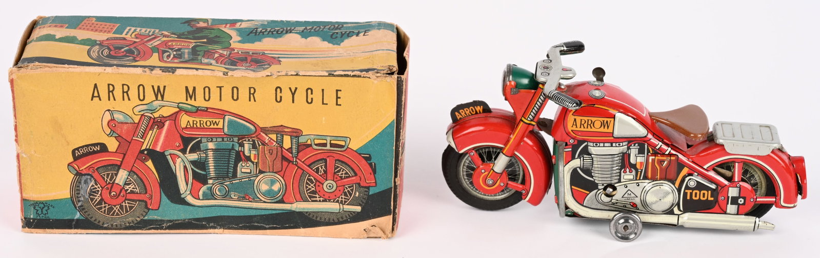 JAPAN TIN WINDUP ARROW MOTORCYCLE w/ BOX (1 of 11)