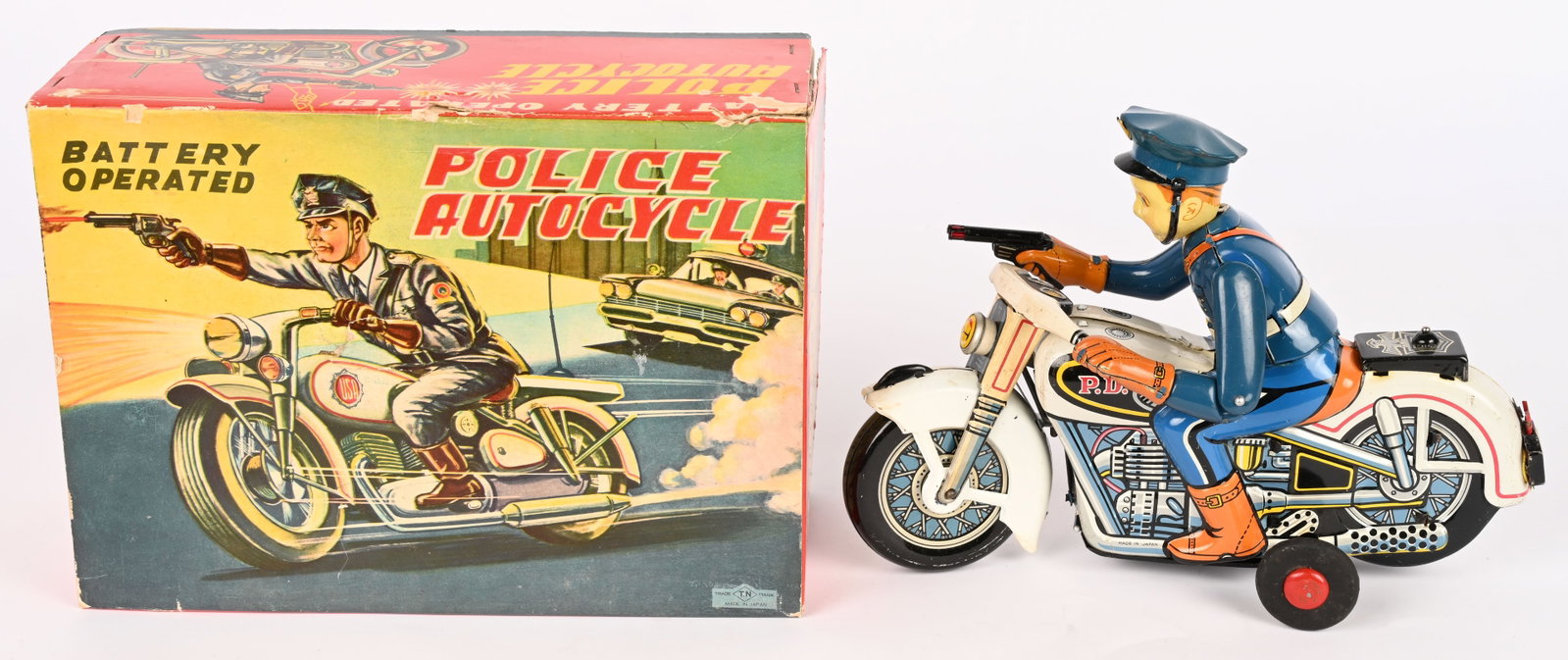 JAPAN BATTERY OP POLICE MOTORCYLE w/ BOX (1 of 10)