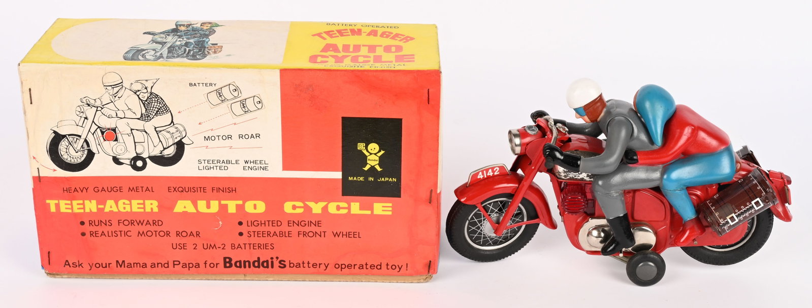 JAPAN BATTERY OP TEENAGER MOTORCYCLE w/ BOX (1 of 11)