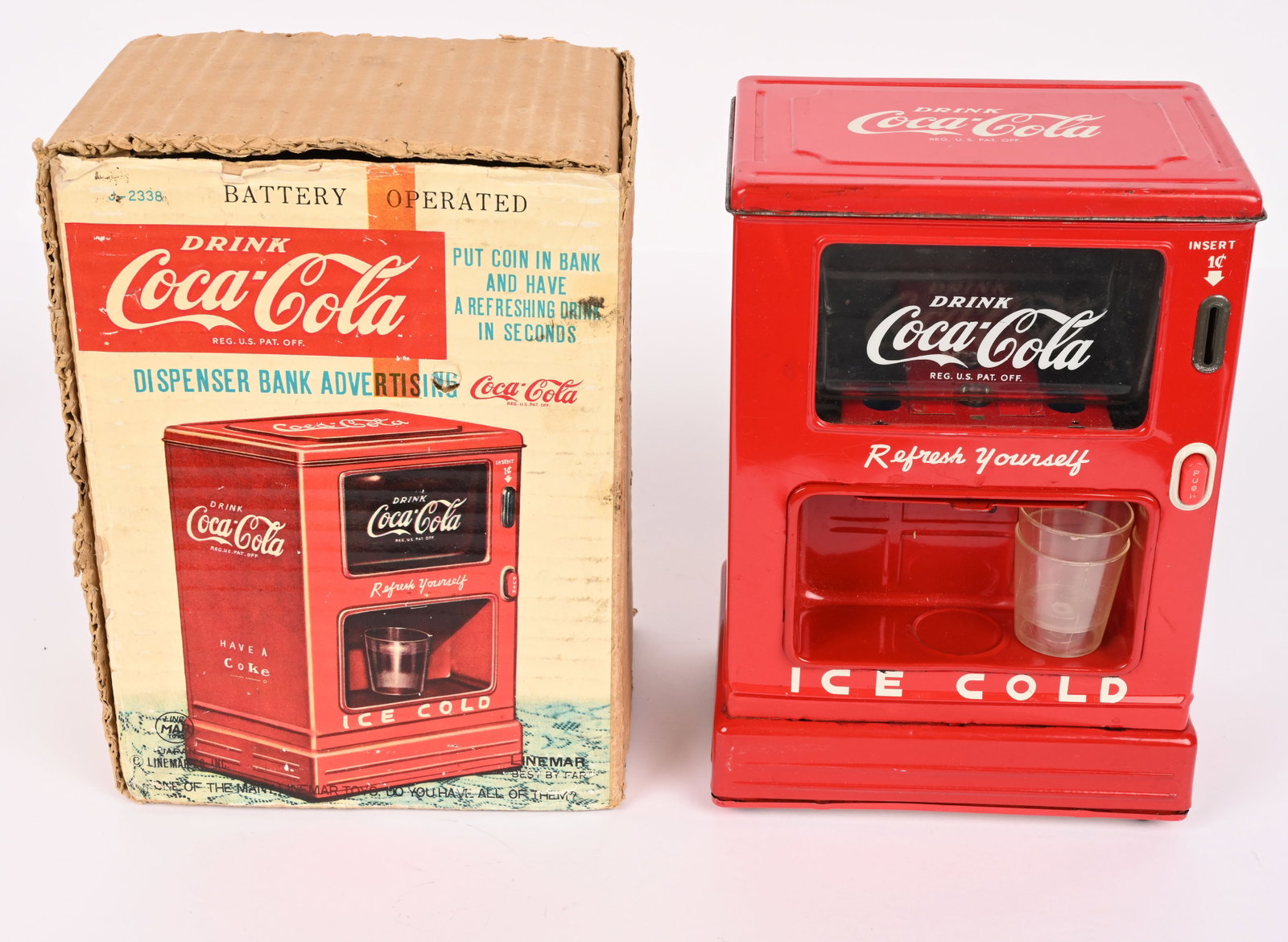 LINEMAR BATTERY OP COCA COLA DISPENSER BANK w/BOX (1 of 5)